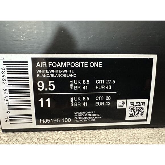 Nike Air Foamposite One Triple White Mens Size 9.5 HJ5195-100 New Authentic main image 8